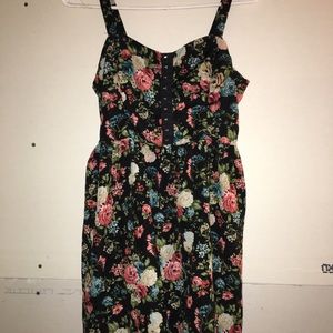 Black Flowered Short Dress